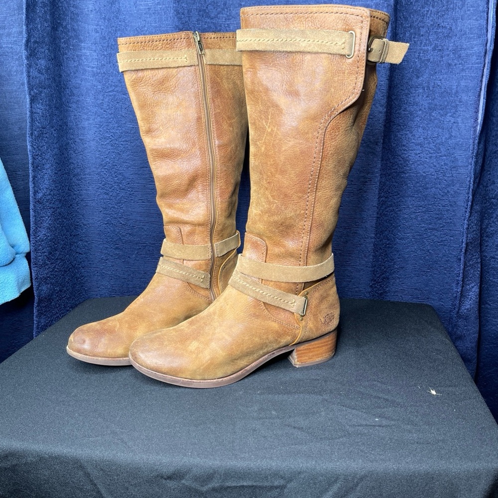 UGG Tan Leather Heeled Boots